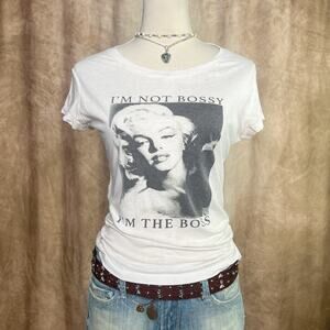 Marilyn Monroe I'm Not Bossy I'm The Boss Graphic T-Shirt Black White Photo Y2K